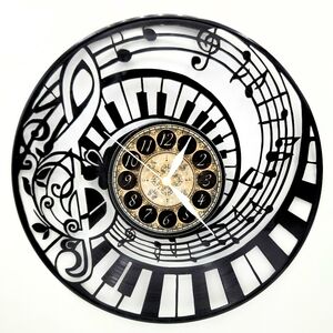 Melody in Motion – Musical Vinyl Record Wall Clock | Piano Keys & Treble Clef